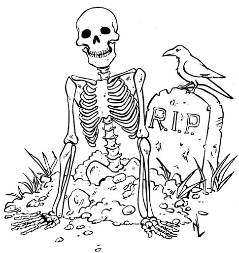 Online coloring book: Coloring book skeleton haunts Halloween